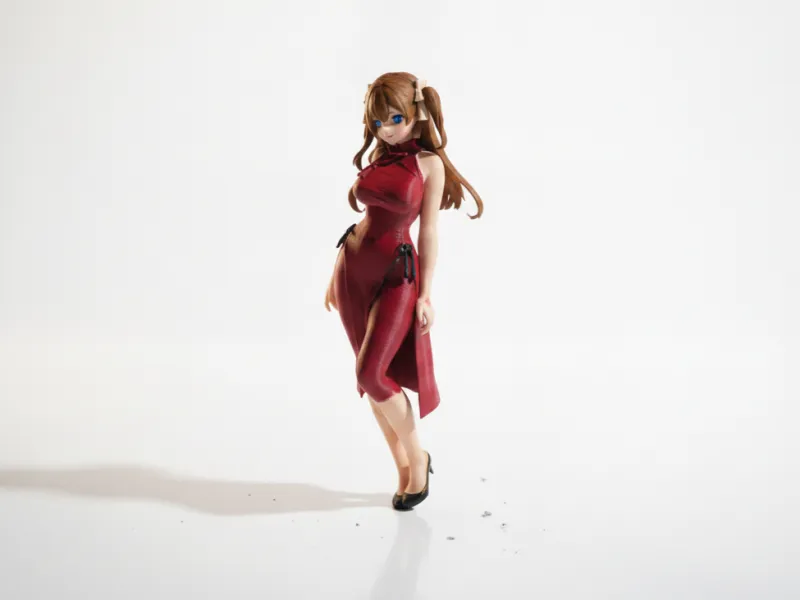 Figurina Imprimible en 3D de Dama Elegante con Vestido Chino