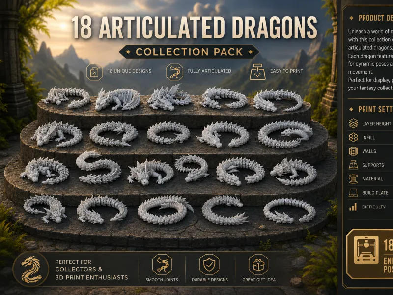 Articulated Flexi Dragons Collection Pack