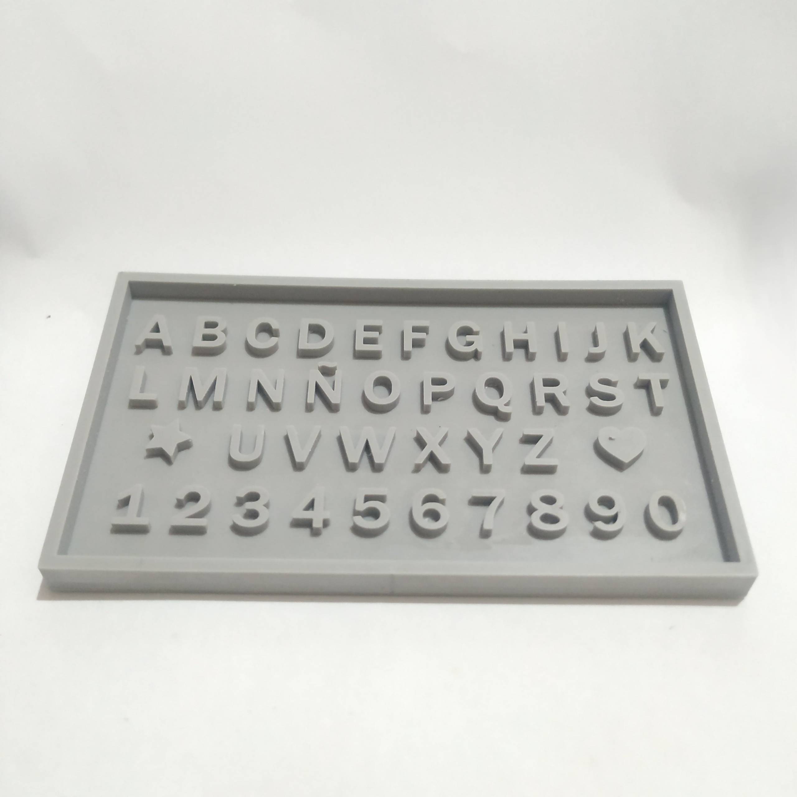 Mold to create small silicone letter molds