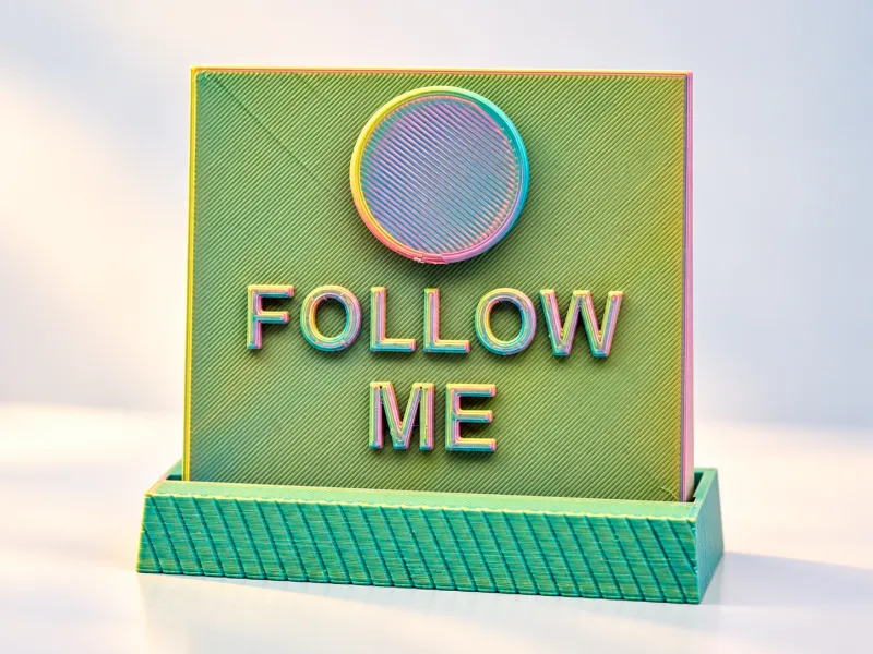 Follow Me Präsentationsständer – Schild für Creator & Unternehmen