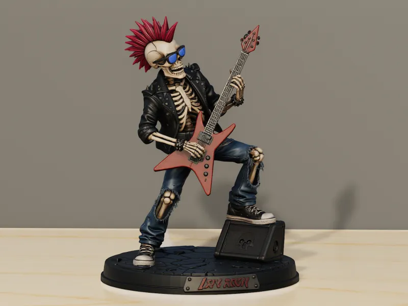Punk Rock Skeleton Guitarist – Dancing Metal Figure