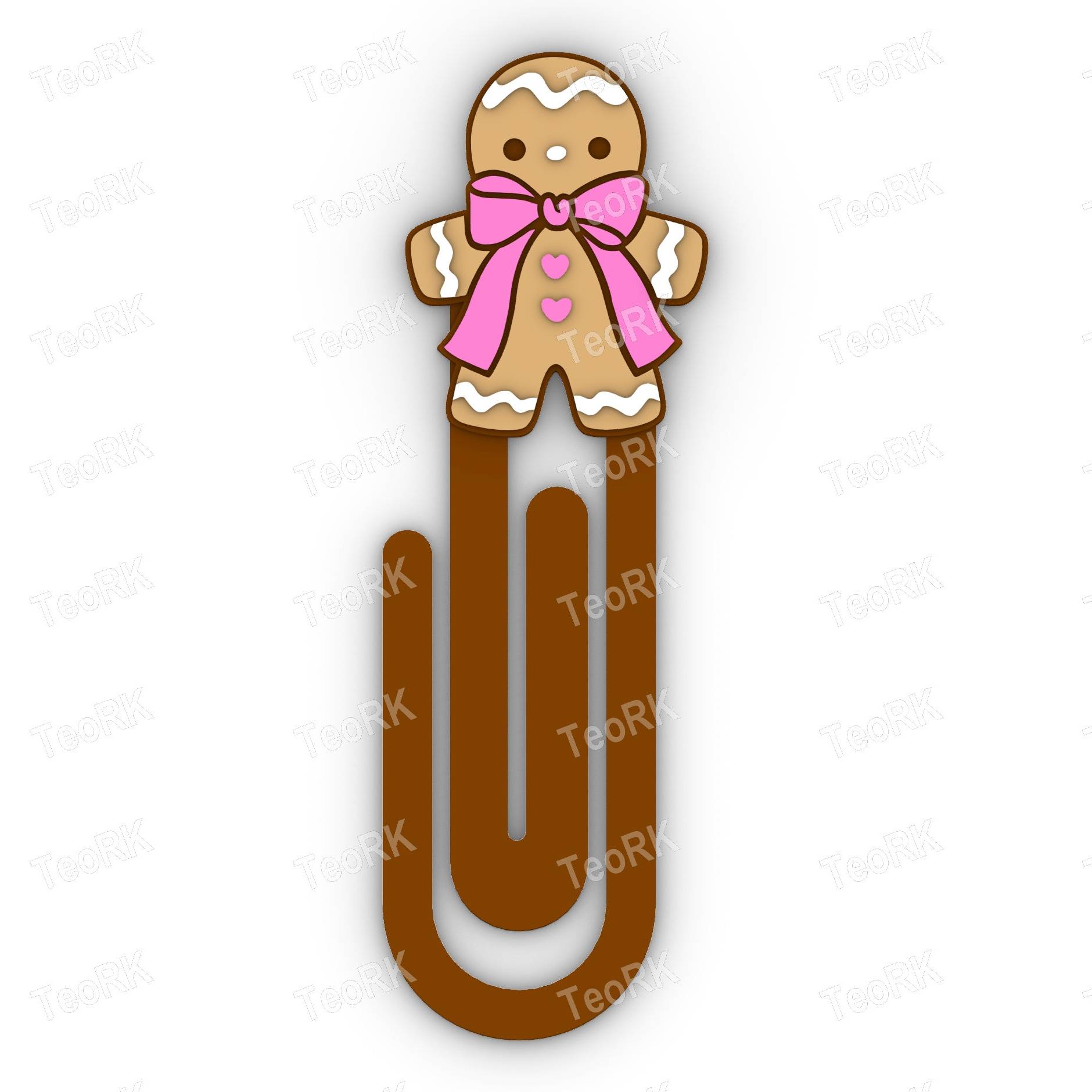 Paperclip Gingerbread with Bow - bookmark