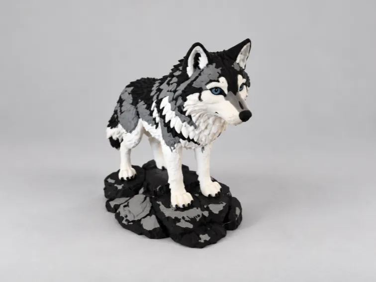 Wolf on Rocky Base – Wildlife Figurine