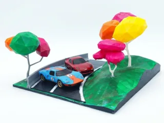 Low Poly Drift Diorama - 1/48 Scale Car Display Base