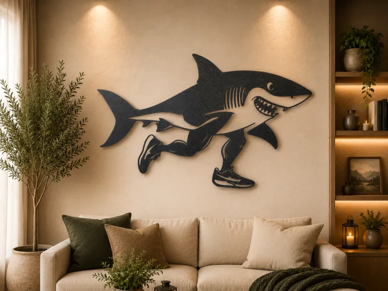 Funny Running Shark 2D Wall Art