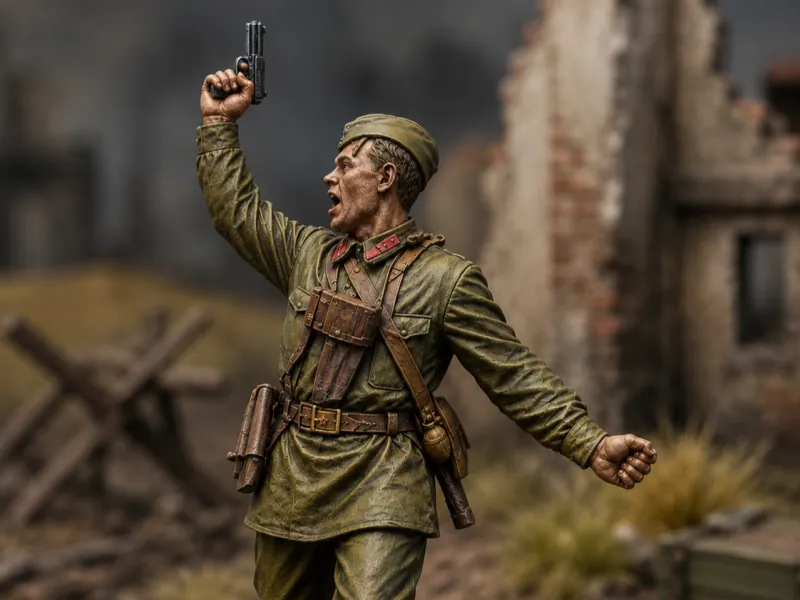 Soldado soviético em carga "hurra" 32 mm gratuito
