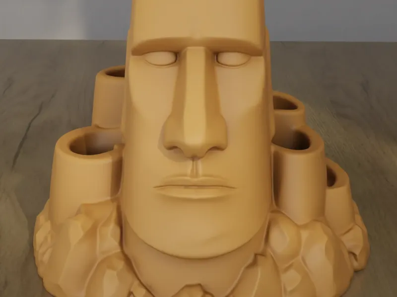 Moai Easter Island Desk Organizer and Planter 3D STL
