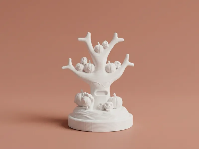 Spooky Halloween Tree – Pumpkins & Skulls Diorama