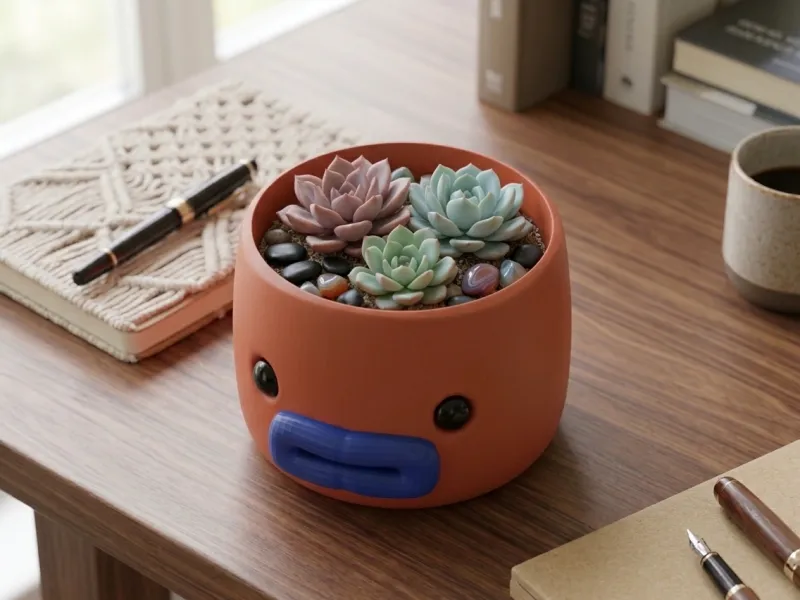 PlanterBot: Maceta de Escritorio con Carácter - Minimalista