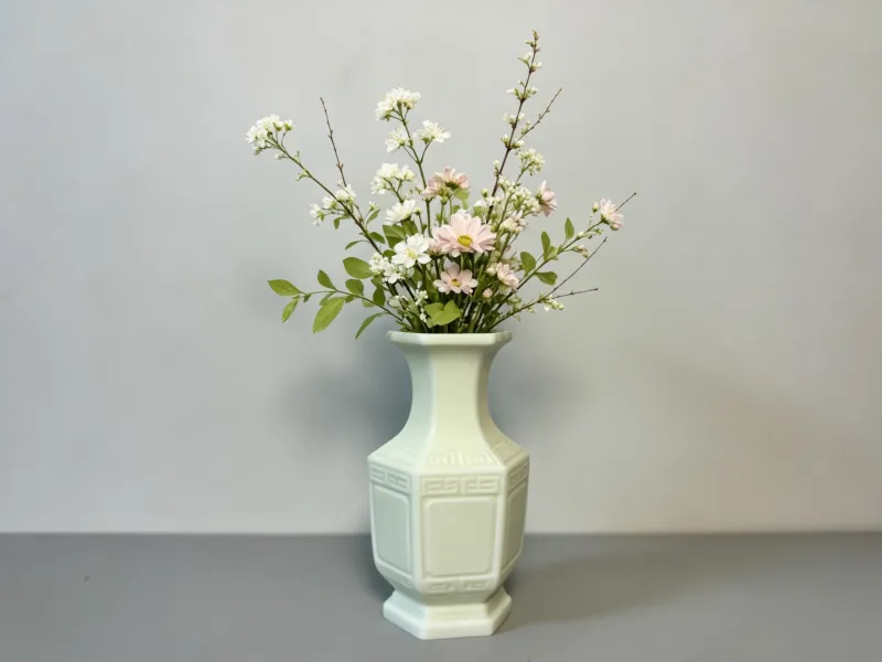 Vase im neu-chinesischen Stil mit sechseckigem Mäandermuster