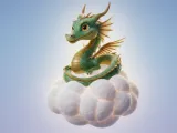 Goodluck dragon sitting on cloud-0