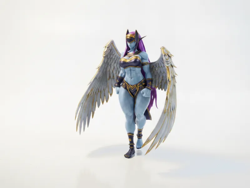エルフの天使 翼あるフィギュア ファンタジー 3Dプリント可能