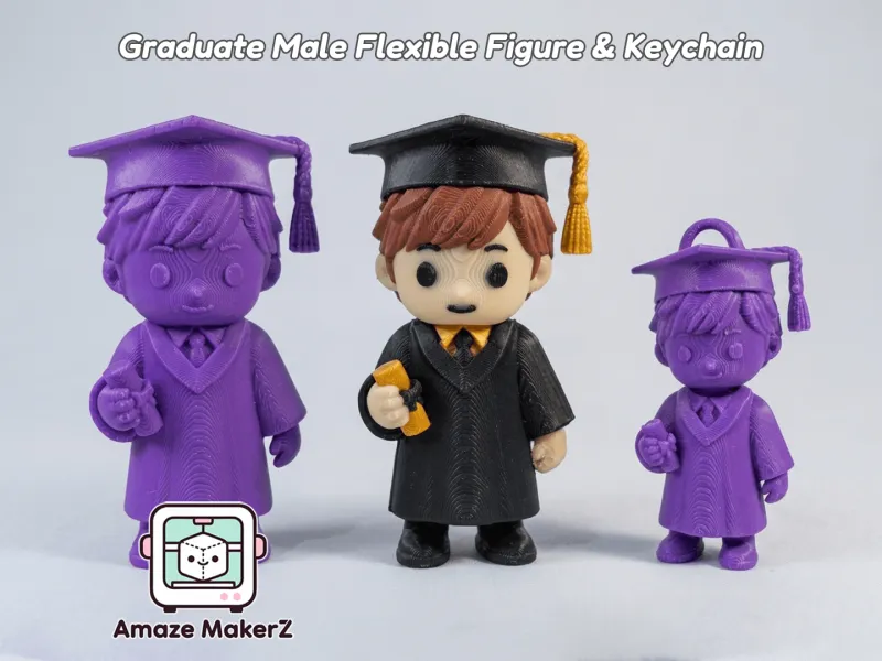 Graduate Male Flexi + Keychain | Multicolor 3D Printing