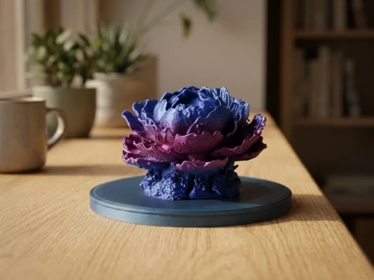 Scultura Peonia Corallo - Decorazione Floreale Artistica Vibrante