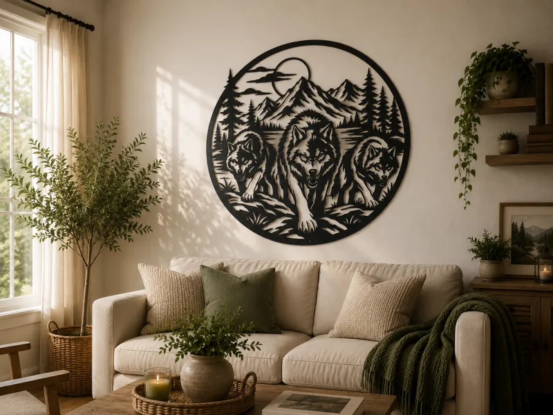 Wolf Pack Mountain Forest 2D Wall Art