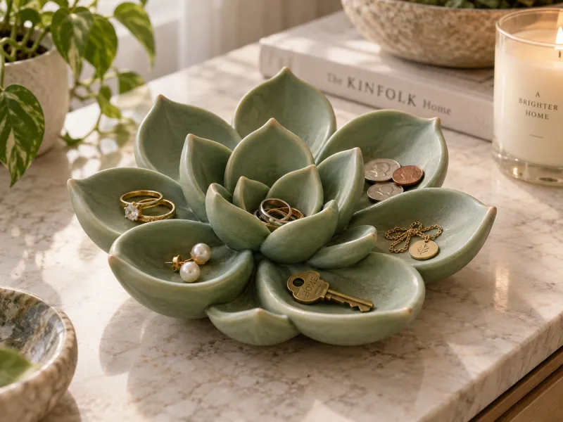 Succulent Jewelry Organizer | Botanical Trinket Tray