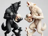 3962  Werewolf Howling with Skull – Minimalist Statue  STL-0