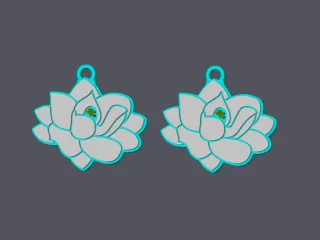 Magnolia Flower - Earring & Pendant v2 (2 versions)