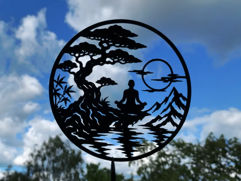 Zen Meditatie Bergenlandschap 2D Muurkunst