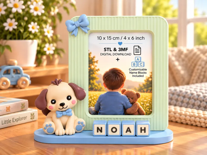 Baby and Child Photo Frame Personalized, with Name Blocks