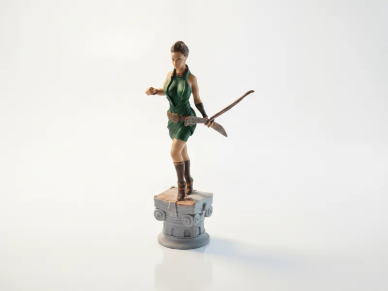 持双剑女战士手办3D打印模型