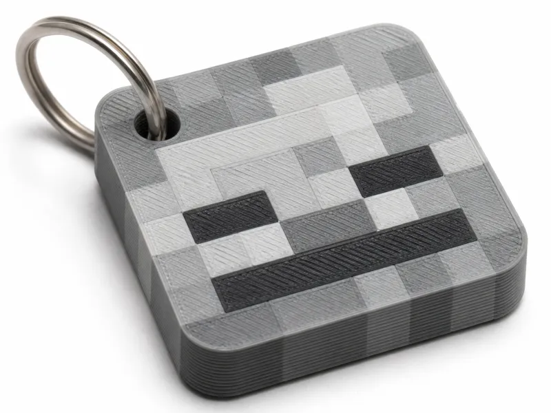 Pixel Skeleton Keychain – Minecraft Inspired