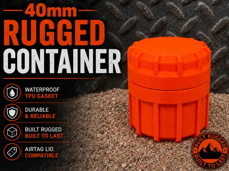 40mm Rugged Container & Lid With TPU Gasket