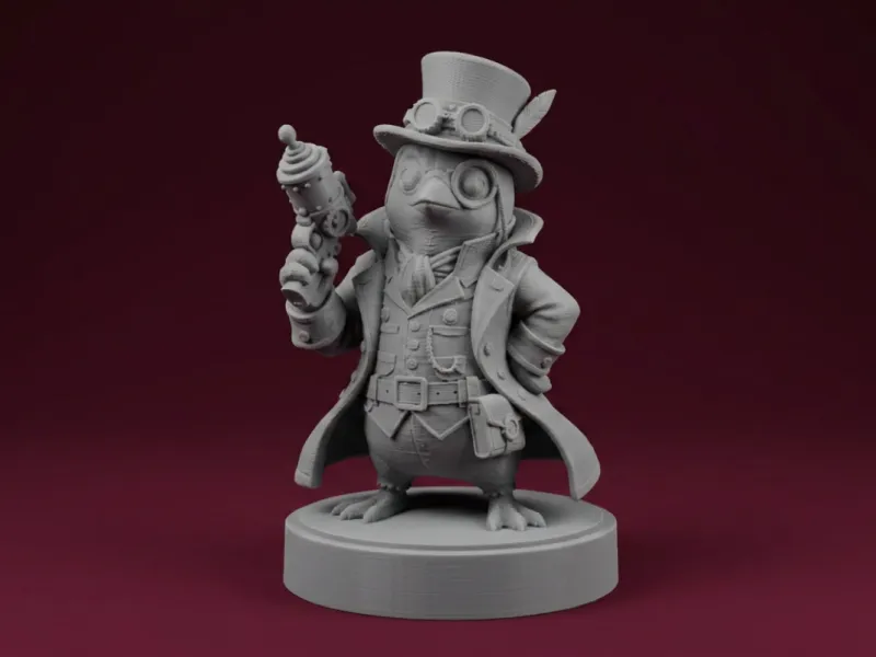 Steampunk Penguin Inventor Figurine