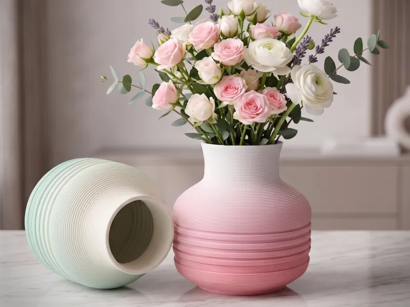 Modern Ribbed Vase For Loved Ones