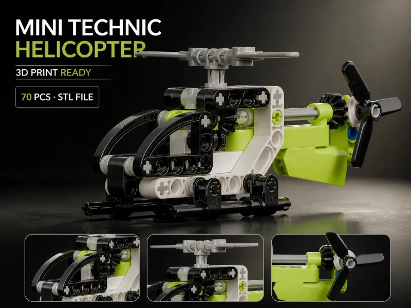 A detailed 70-piece helicopter