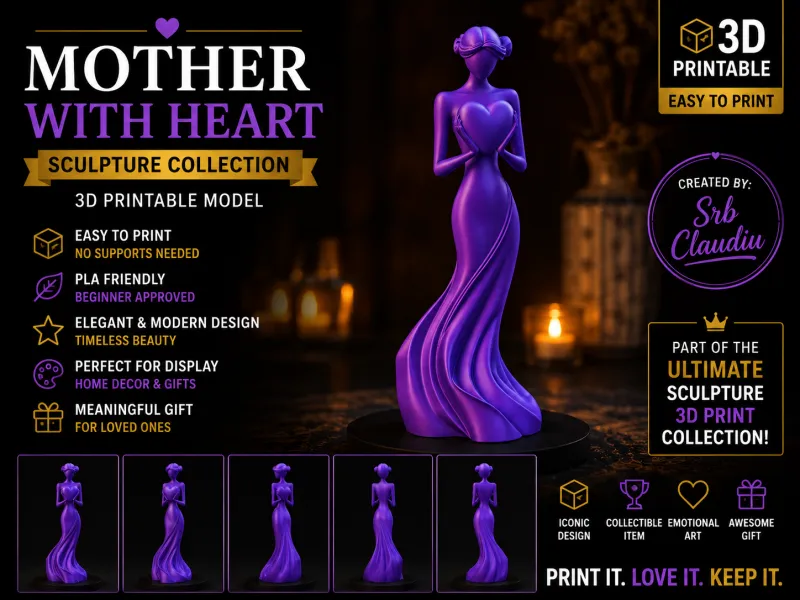 Mother with heart sculpture