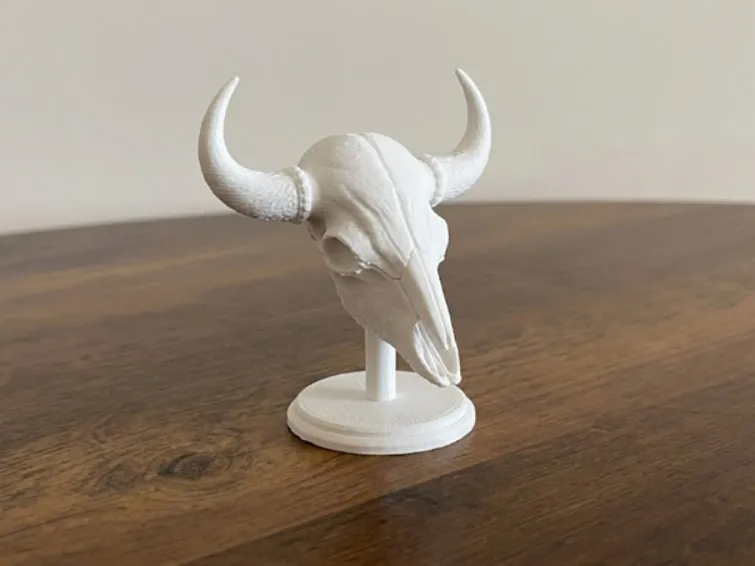 European Bison Skull with Horns on Stand - Model