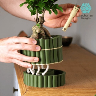 Self-Watering Plant Pot With Bamboo Buddy! Planter STL & 3MF-0