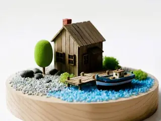 Miniature Diorama House on the Lake