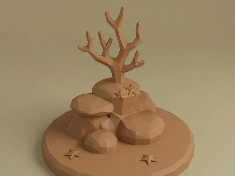 Низкополигональный коралловый риф для аквариума