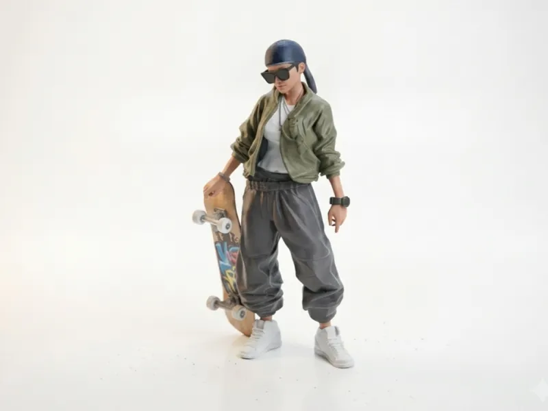 Skateboard Girl Figurine Female Character 3D Printable