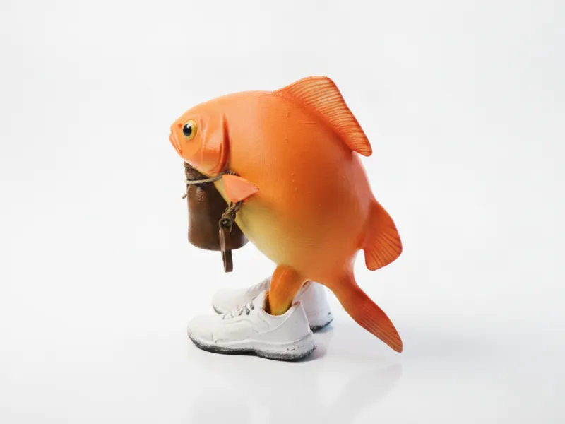 ビールを飲む魚のフィギュリン 動物 3Dプリント可能