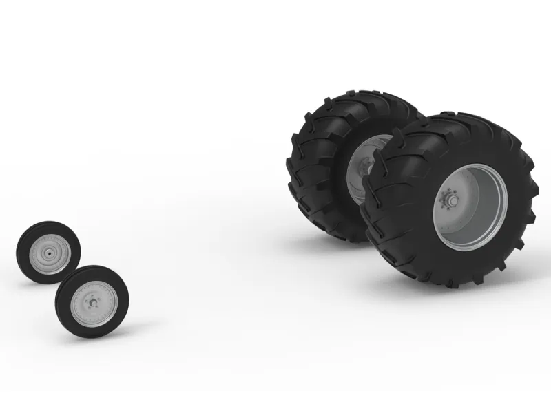 Wheel Set of Vintage Pulling tractor Version 2 Scale 1:25