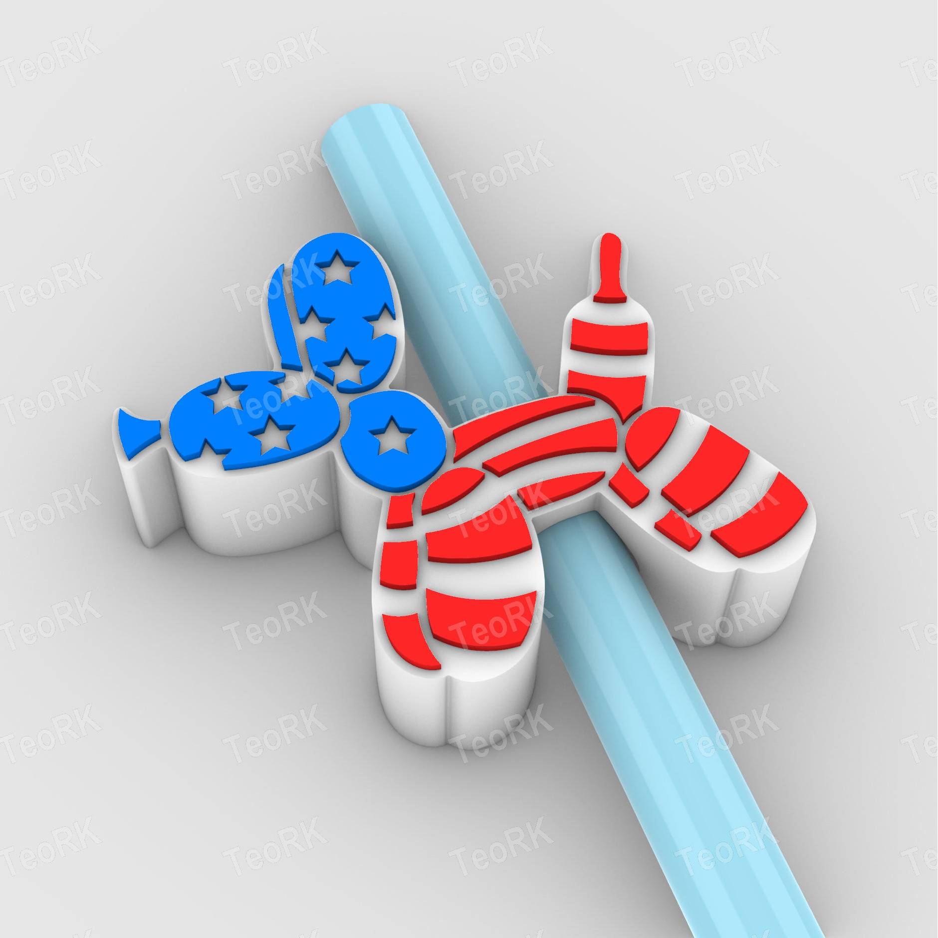 Straw Topper United States balloon dog