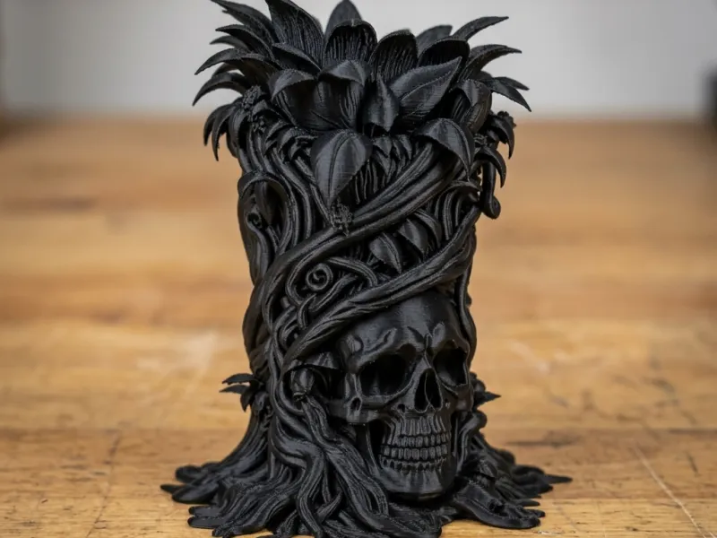 Pencil Holder leafs and skull