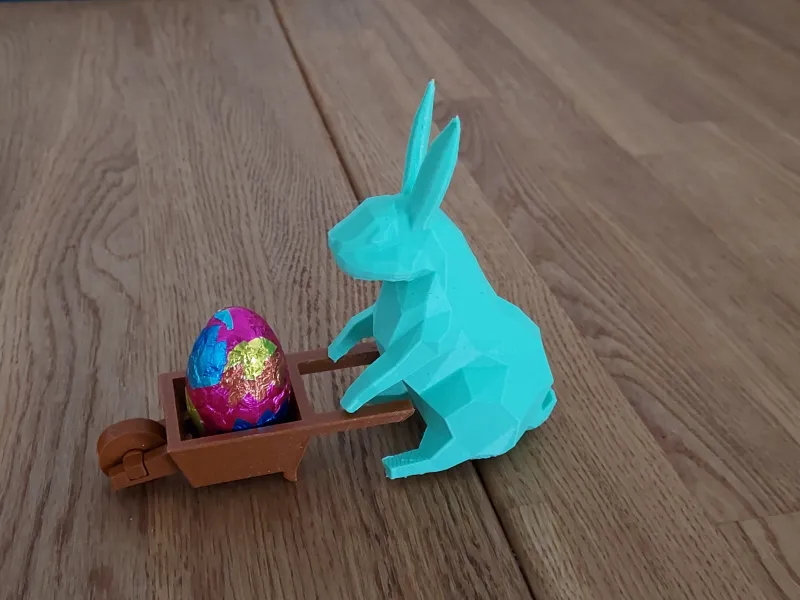 Easter Rabbit Lowpoly with its Wheelbarrow