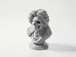 Half Skull Face Bust Gothic Sculpture 3D Printable
