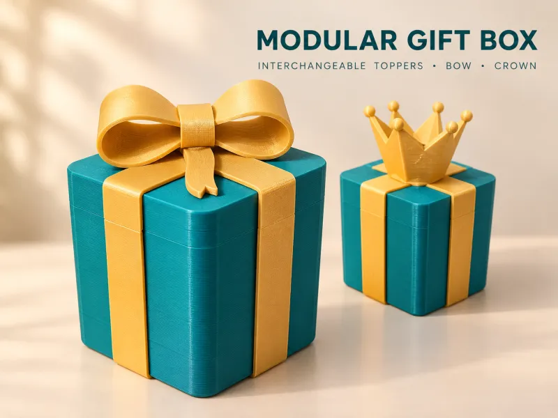 Modular Gift Box – Interchangeable Bow, Crown & Custom Toppe