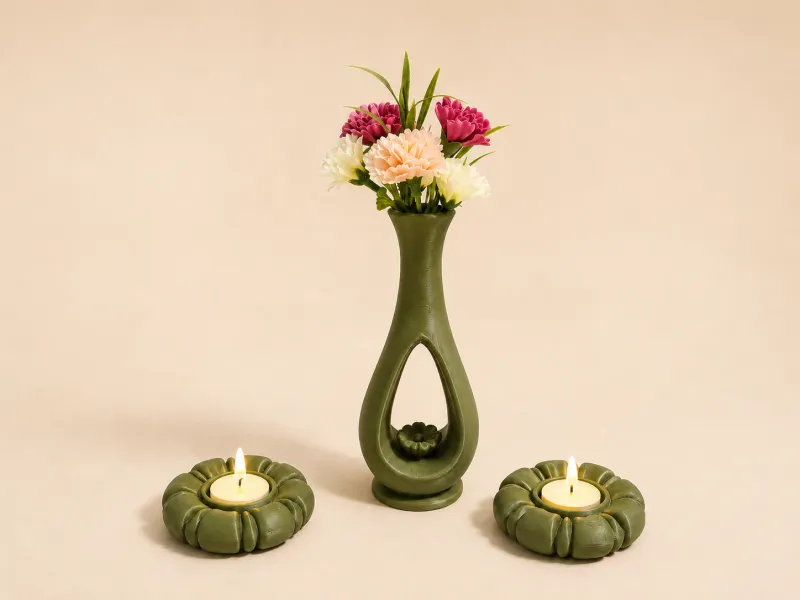 Decorative Vase & Candle Holder Set STL | Home Decor