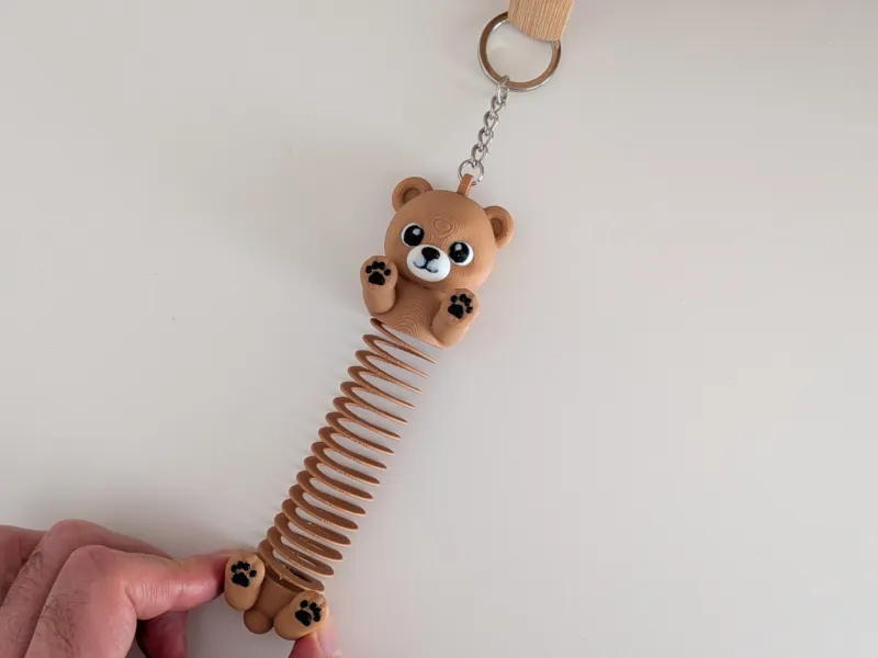 Teddy Bear Spring Fidget Keychain