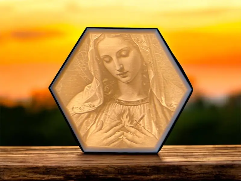 Hexagon Lamp LED RGB - Jezus - God - Heilige Maria 001