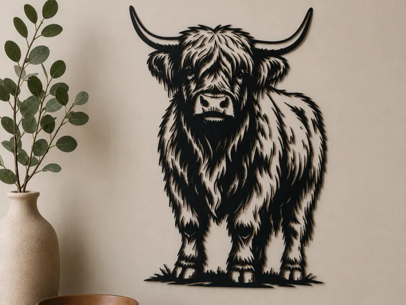 Highland Cow Rustic Farmhouse Wall Art Home Decor