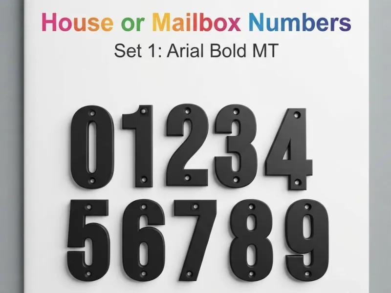 House or Mailbox Numbers - Set 1: Arial MT BOLD