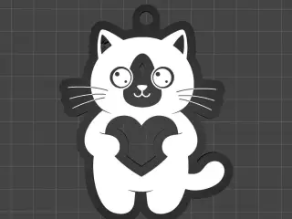 Keychain Cat with Hands Heart