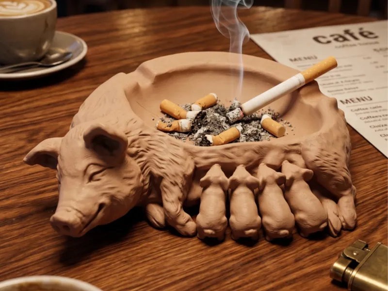 带小猪仔的母猪烟灰缸